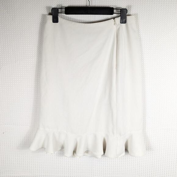 Toto N Ko 6 White Ruffle Hem Midi Skirt Women Polyester Lined Spring Party USA - Picture 2 of 4